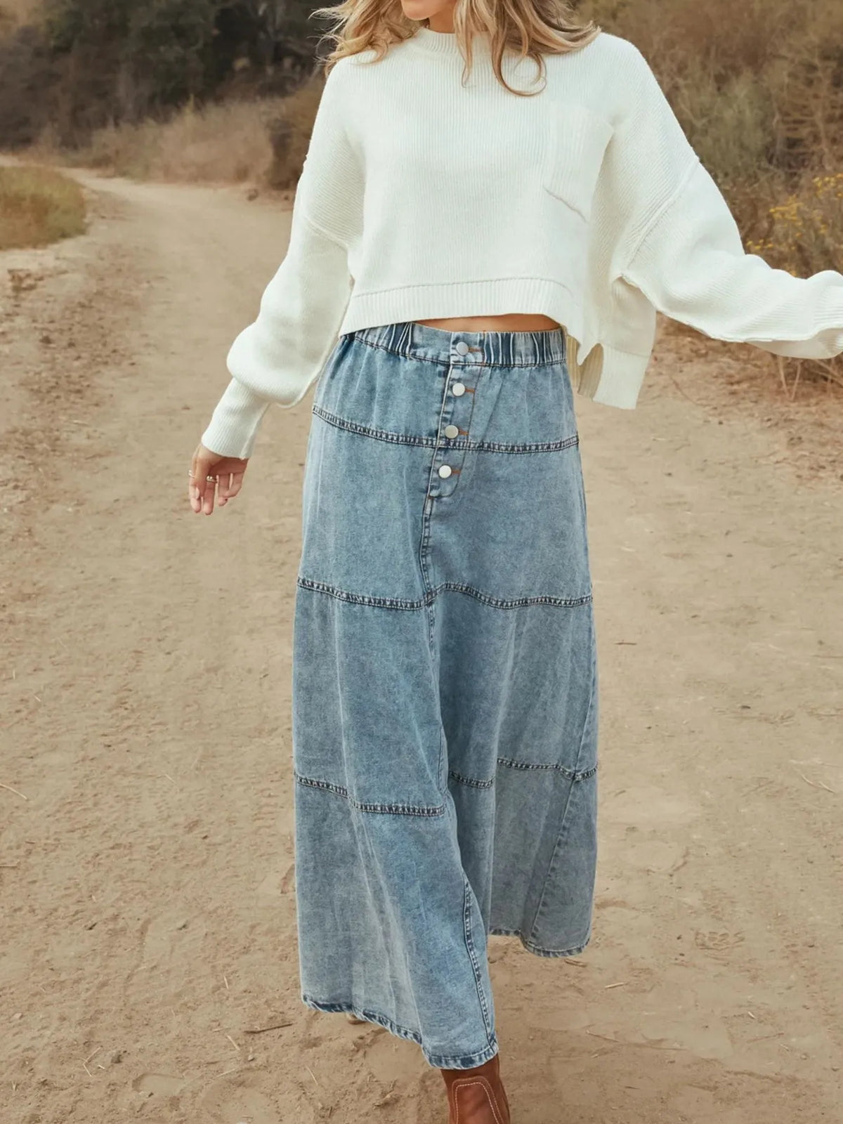 Shopemilees Brielle Button-Front Denim Maxi Skirt - image 4