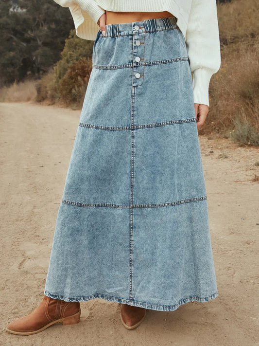 Shopemilees Brielle Button-Front Denim Maxi Skirt - image 1