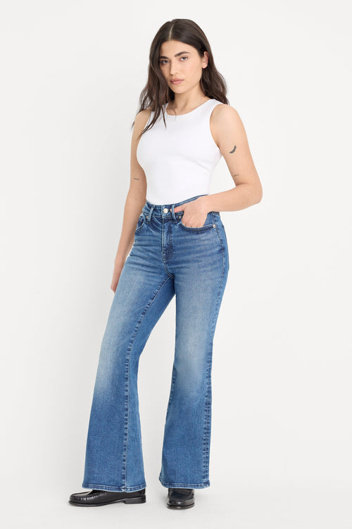 ALWAYS FITS GOOD PETITE FLARE JEANS | INDIGO1071