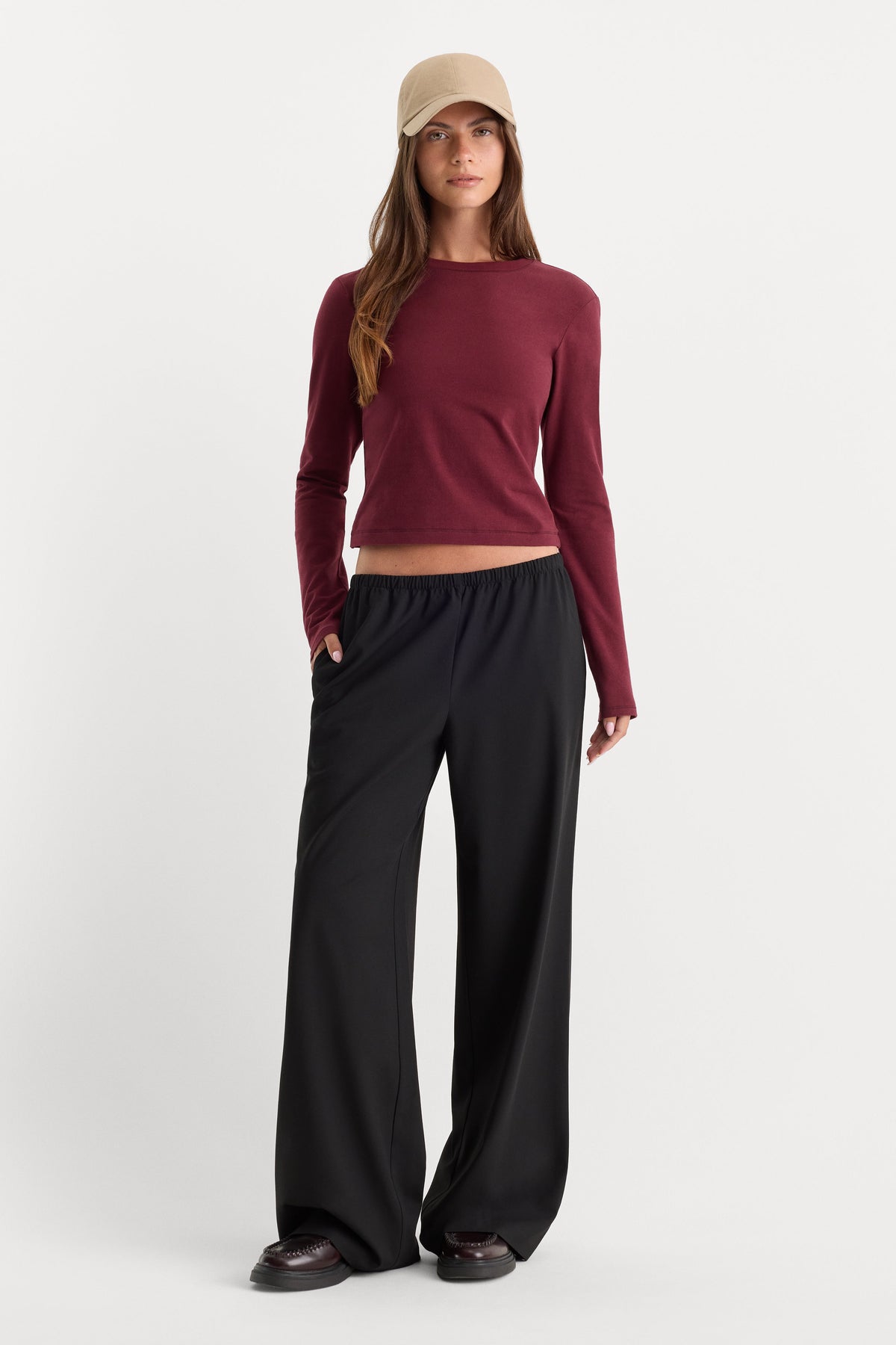 THE LONG SLEEVE BABY TEE | BERRY NOIR