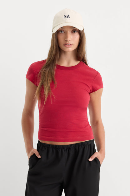 THE CAP SLEEVE TEE | CARMINE