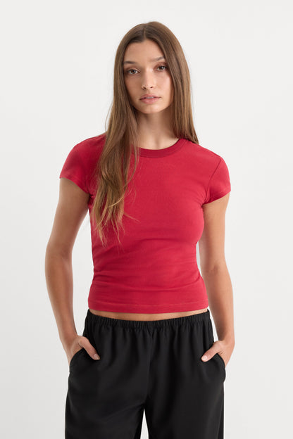 THE CAP SLEEVE TEE | CARMINE