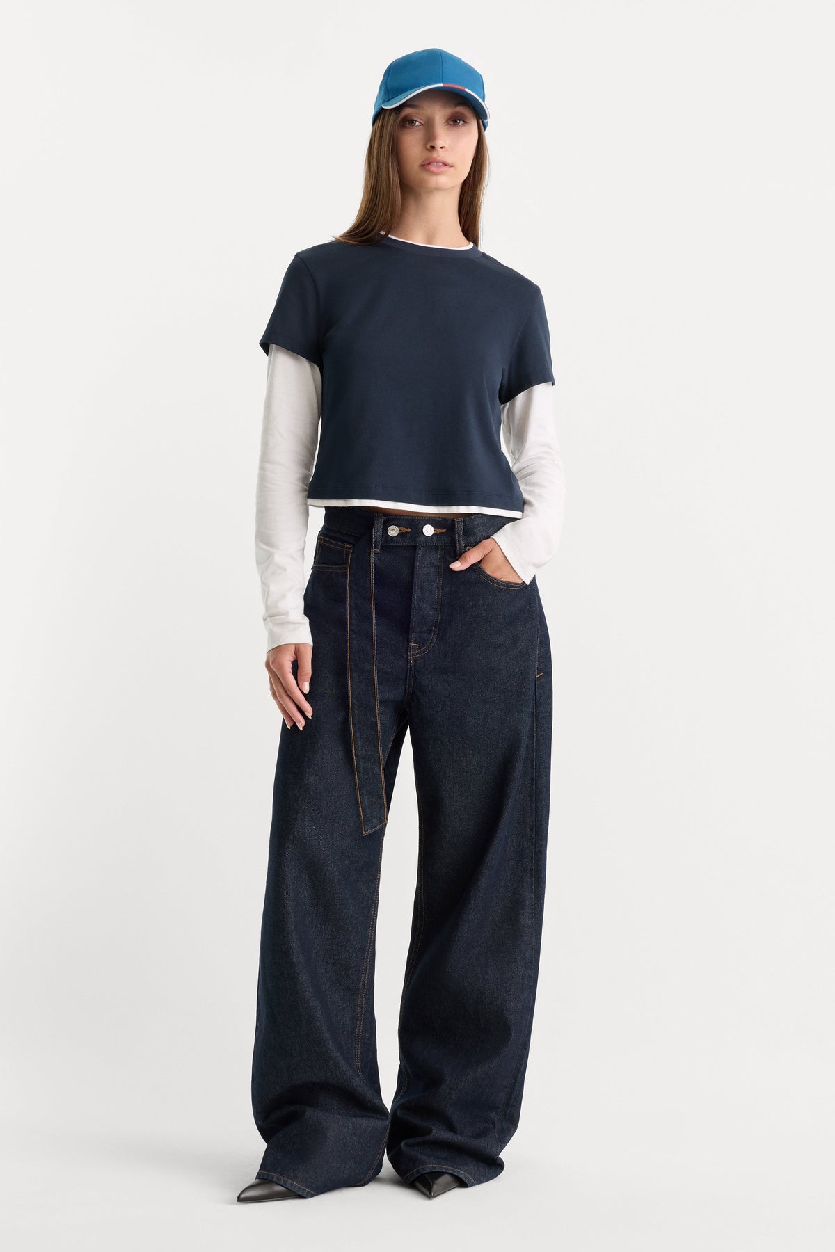 THE COMBO LAYERED TEE | NAVY WITH CHALK