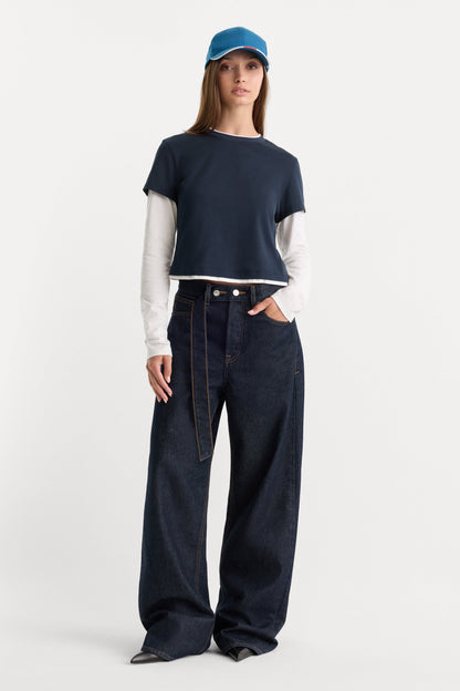 THE COMBO LAYERED TEE | NAVY WITH CHALK