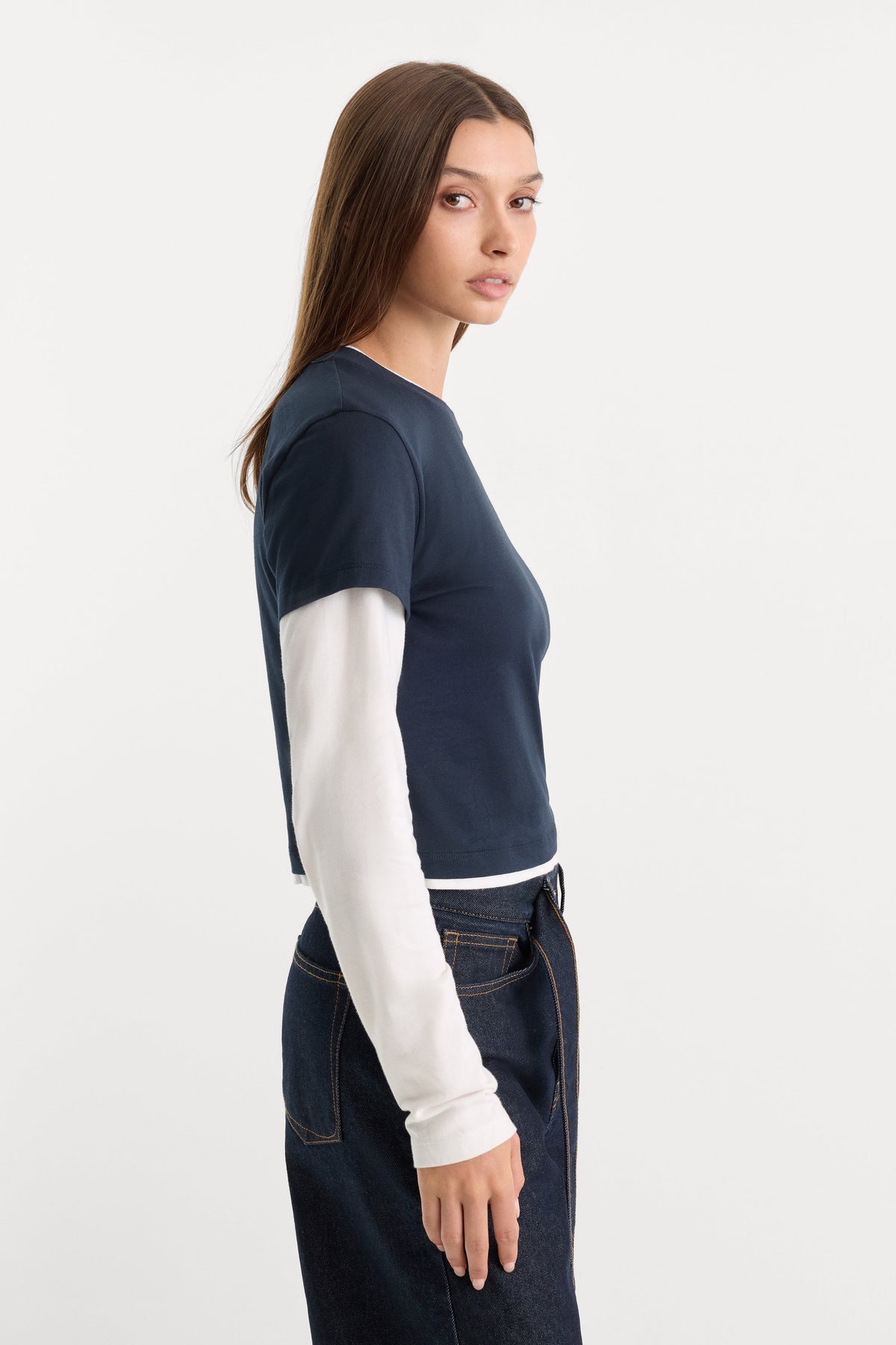 THE COMBO LAYERED TEE | NAVY WITH CHALK