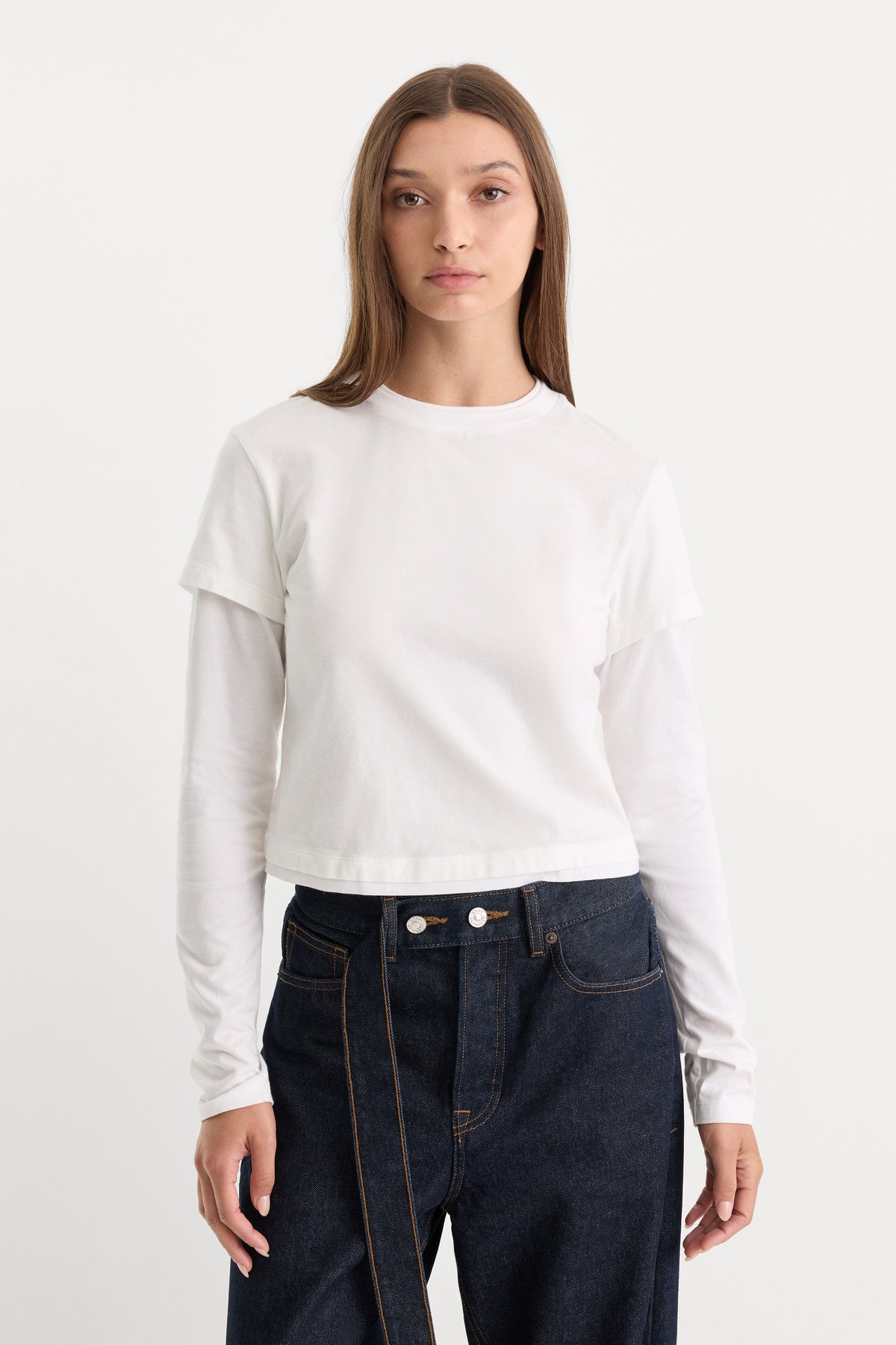 THE COMBO LAYERED TEE | CHALK WITH CHALK