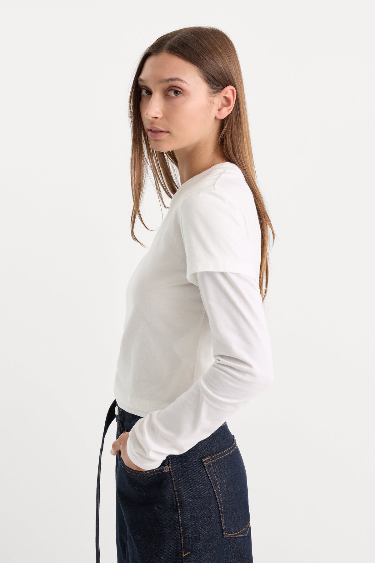 THE COMBO LAYERED TEE | CHALK WITH CHALK