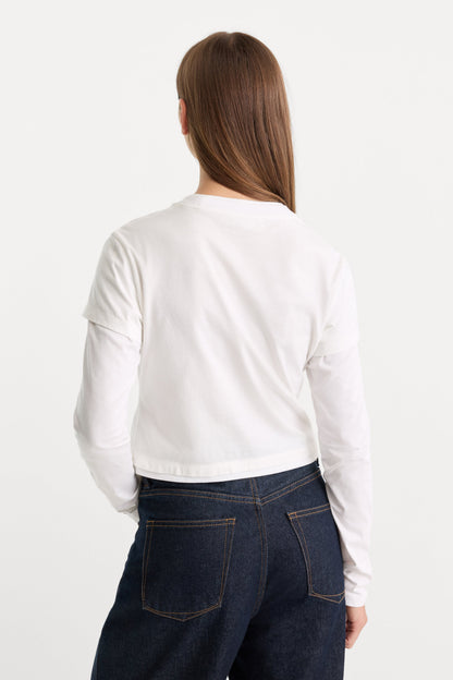 THE COMBO LAYERED TEE | CHALK WITH CHALK